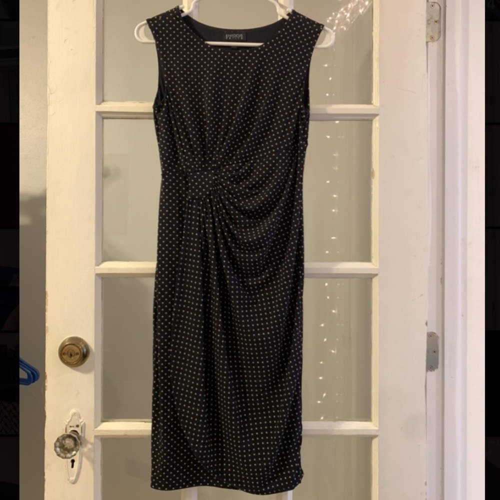 Stretchy black polka dot dress